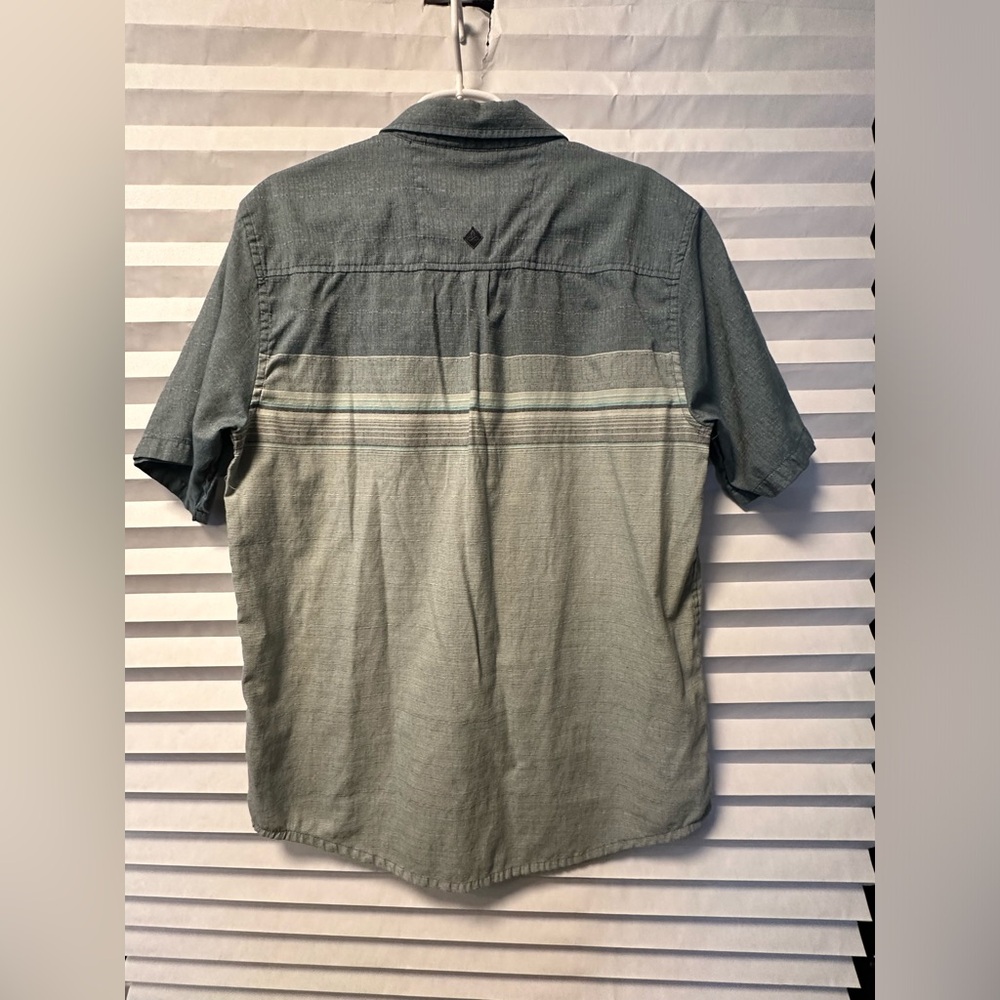 prAna Shirt Men Large Blue ColorBlock Striped Camp Hike Outdoor Short Sleeve - Picture 2 of 7